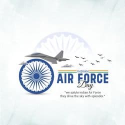 Modern Indian Air Force Day post with aircraft silhouettes and flag