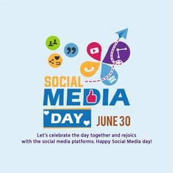 Colorful and modern Social Media Day creative post design with icons