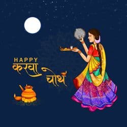 Traditional Karwa Chauth social media post with moon and rituals