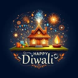 Professional corporate Diwali greeting post with lamps and flowers
