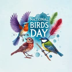 Colorful and fun Bird Day post template for kids with cartoon birds by AiFlexa