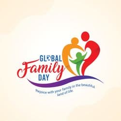 Inclusive Global Family Day social media post template showing diverse family types by AiFlexa