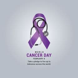 World Cancer Day awareness social media post with ribbon symbol and support message – AiFlexa
