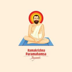 Spiritual tribute post of Ram Krishna Paramhans with serene background – AiFlexa