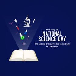Educational-style National Science Day post template with illustrations of students and experiments – AiFlexa
