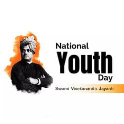 National Youth Day cultural design template featuring Swami Vivekananda portrait and message by AiFlexa