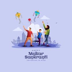 Makar Sankranti social media post design template featuring kite festival theme by AiFlexa