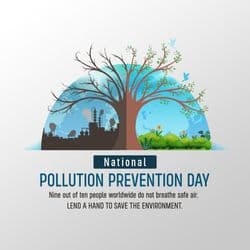 Minimalist pollution awareness template with bold typography, faded cityscape and earth graphics by AiFlexa