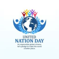 Minimalist UN Day awareness social post with facts and global message