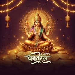 Festive Dhanteras Instagram post with gold coins and diya graphics