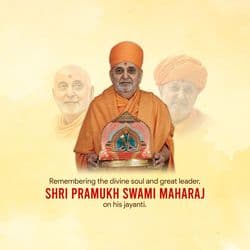 Spiritual social media post template for Pramukh Swami Maharaj Jayanti by AiFlexa