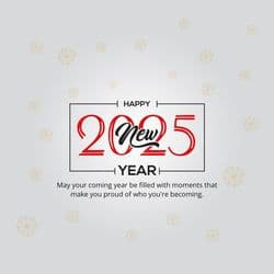 Bright and cheerful Welcome 2025 post with colorful fireworks and balloons by AiFlexa