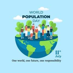 World Population Day awareness post with people icons and globe