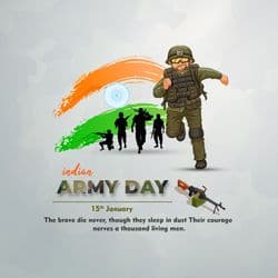 Patriotic Indian Army Day social post template by AiFlexa honoring the armed forces