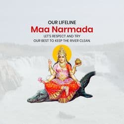 Narmada Jayanti greeting post with festive decorations and river imagery – AiFlexa