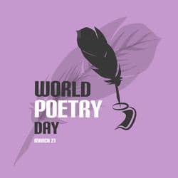 Artistic World Poetry Day post with feather pen, poem lines, and vintage design – AiFlexa