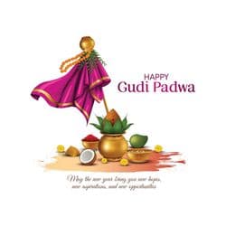 Marathi language Gudhi Padwa wishes template with traditional elements – AiFlexa