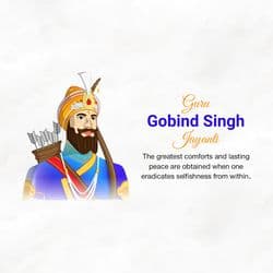 Spiritual Guru Gobind Singh Ji Jayanti post template with Khanda symbol and religious motifs by AiFlexa