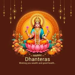 Elegant Dhanteras poster with gold coins and diya illustration