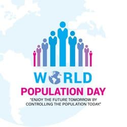 Infographic design showing global population stats and solutions