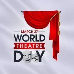 Minimal design with spotlight and theatre mask for World Theatre Day – AiFlexa