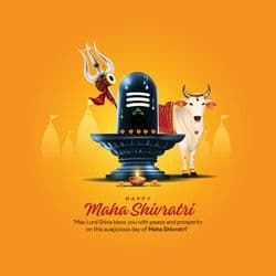 Maha Shivratri post with Shiva mantra and glowing om symbol – AiFlexa