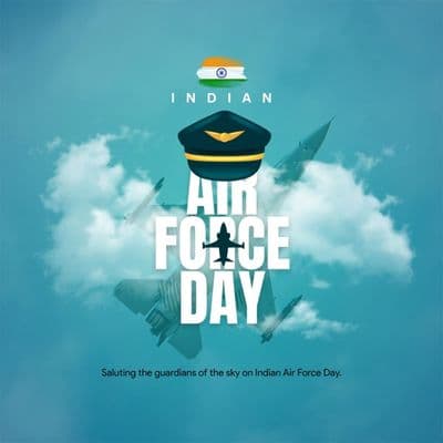 Indian Air Force Day tribute social media post design template
