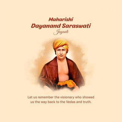 Swami Dayanand Saraswati Jayanti portrait with Arya Samaj and Indian heritage theme