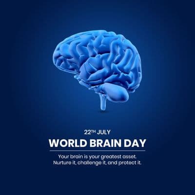 Creative World Brain Day post template with brain illustration and awareness message
