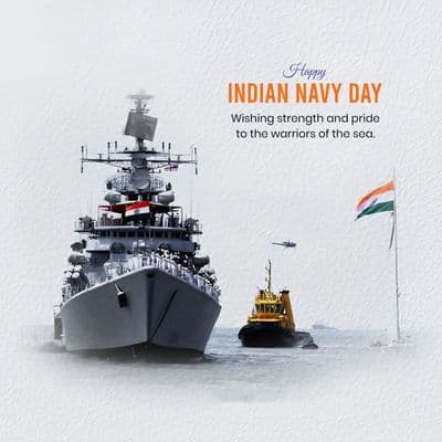 Indian Navy Day tribute social media creative honoring Navy personnel