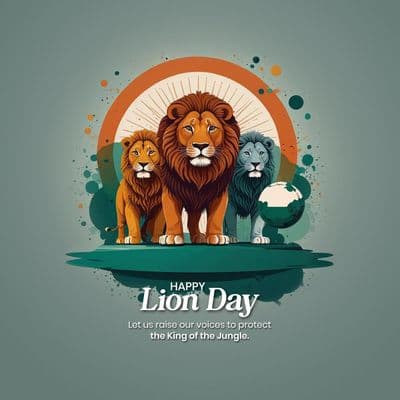 Bold wildlife-themed lion day awareness social media post