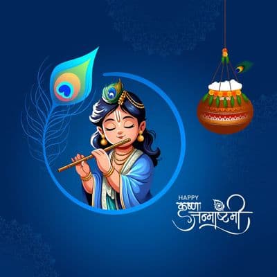 Bal Krishna themed Janmashtami post design template