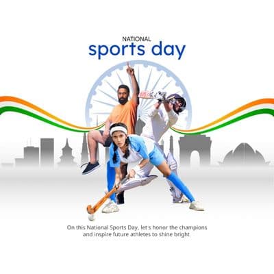 National Sports Day motivational quotes and wishes post template