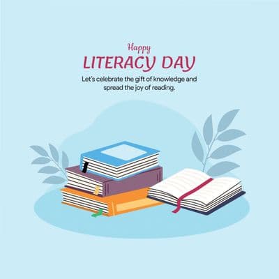 International Literacy Day inspirational quotes post design template