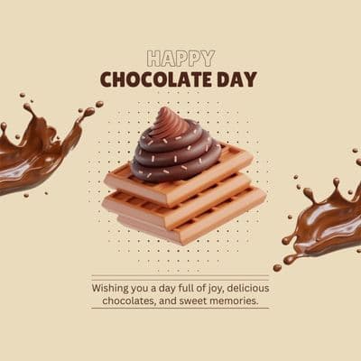 Happy Chocolate Day chocolate themed design with hearts and sweet background for social media