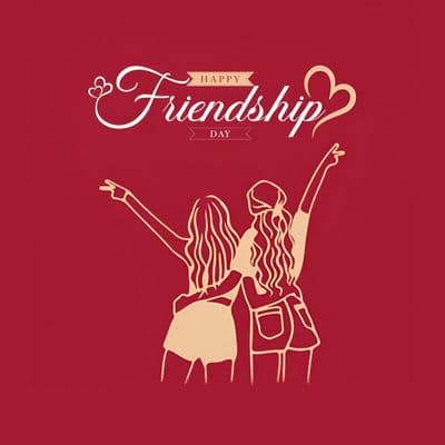 Colorful, comic-style Friendship Day post with doodles and emojis