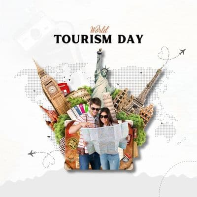 Inspirational tourism quote design template for World Tourism Day