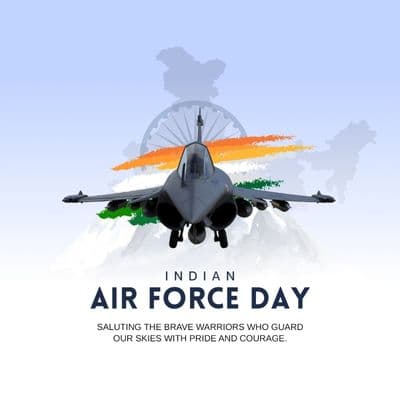 Inspirational quote post template for Indian Air Force Day celebration
