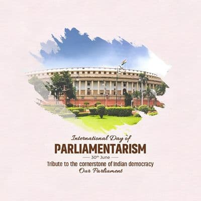 Vector of parliament session with leaders and civic dialogue scene