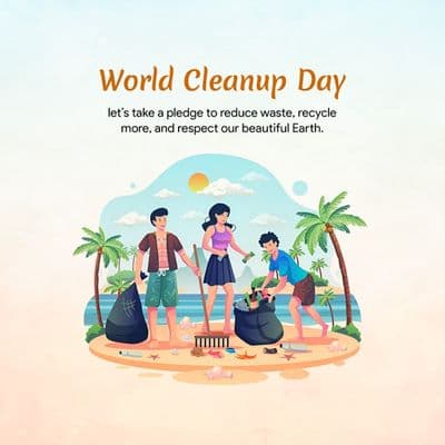 Inspirational quote design for World Cleanup Day social media
