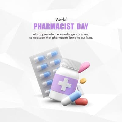 Business CSR social media design for World Pharmacists Day