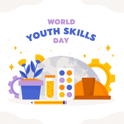 Youth learning skills illustration with creative design and tools