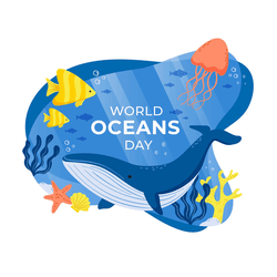 World Oceans Day social media post template promoting ocean conservation