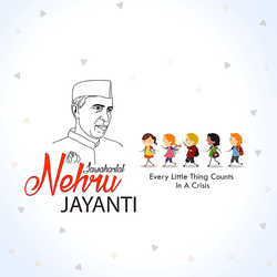 Historical Nehru Jayanti social media post with vintage style and Jawaharlal Nehru portrait