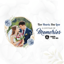 Modern and stylish wedding countdown “days to go” post with couple silhouette and soft colors