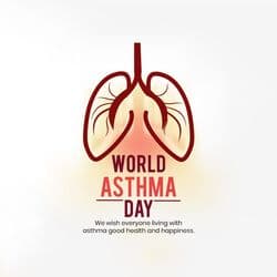 Custom-designed World Asthma Day social post template with healthcare visuals and awareness message by AiFlexa