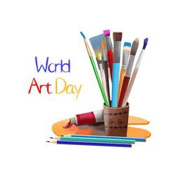 Creative social media post template celebrating artists on World Art Day – AiFlexa