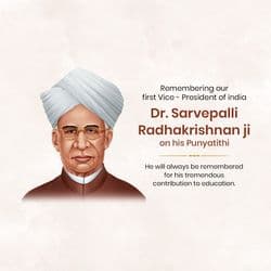 Cultural and patriotic social media post honoring Dr. Radhakrishnan on his Punyatithi – AiFlexa