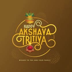 Minimalist Akshaya Tritiya social media template featuring spiritual motifs like Kalash, gold coin, and lotus – AiFlexa