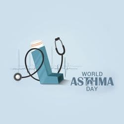 World Asthma Day awareness social media post template by AiFlexa featuring modern design elements and breathing health symbols